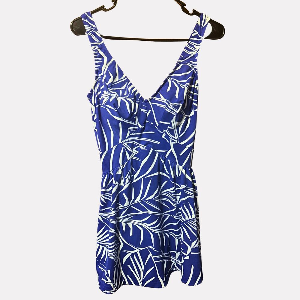 Maxine of Hollywood Blue Swim Dress Size 14 Retro One Piece Skirted Swimsuit